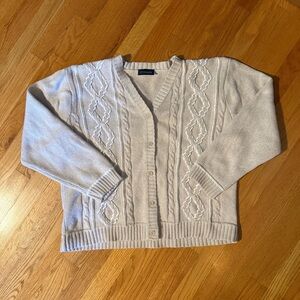 Liz Claiborne Light Beige Cable Knit Cardigan